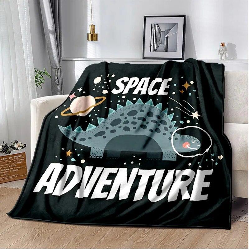 Cartoon Dinosaur Space Cute Dino Children Soft Plush Blanket,Flannel Blanket Throw Blanket for Living Room Bedroom Bed Sofa Kids