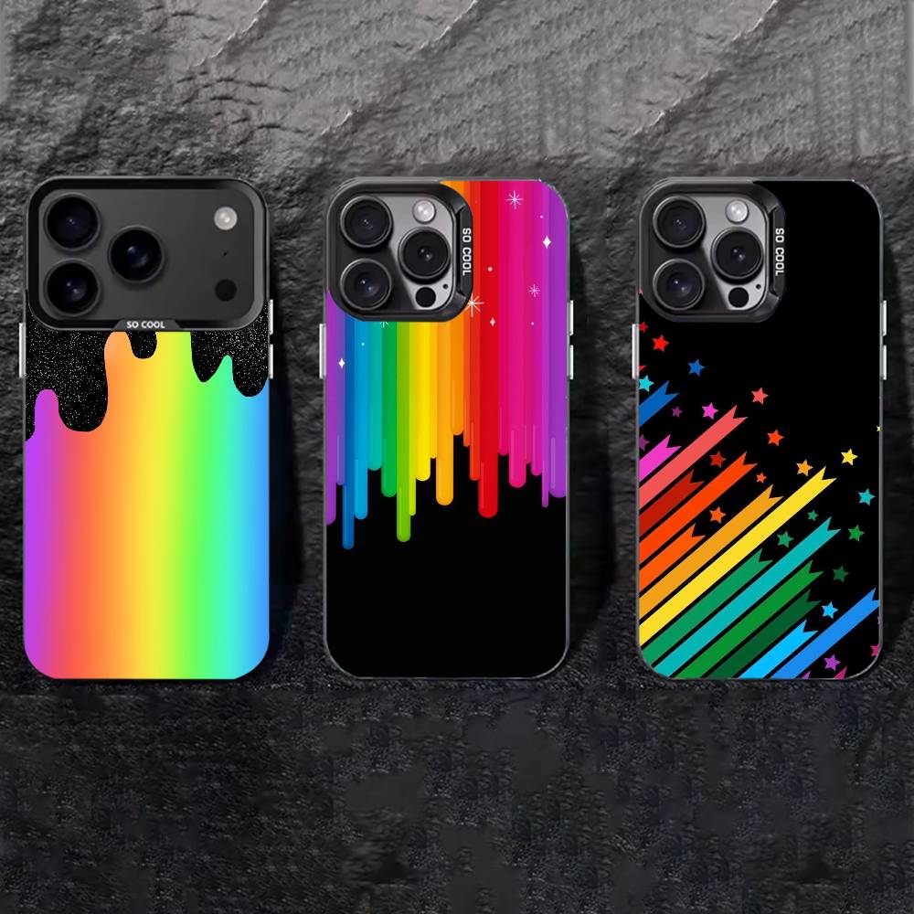 Gay Lesbian LGBT Rainbow Phone Case For iPhone 17,16,15,14,13,12,11 Plus,Pro Max,XS,Colored silver phone case