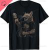 Cat Playing Guitar Rock Star Rock and Roll for Men Women  T-Shirt Print Original Design Gifts T Shirts Camiseta Hombre