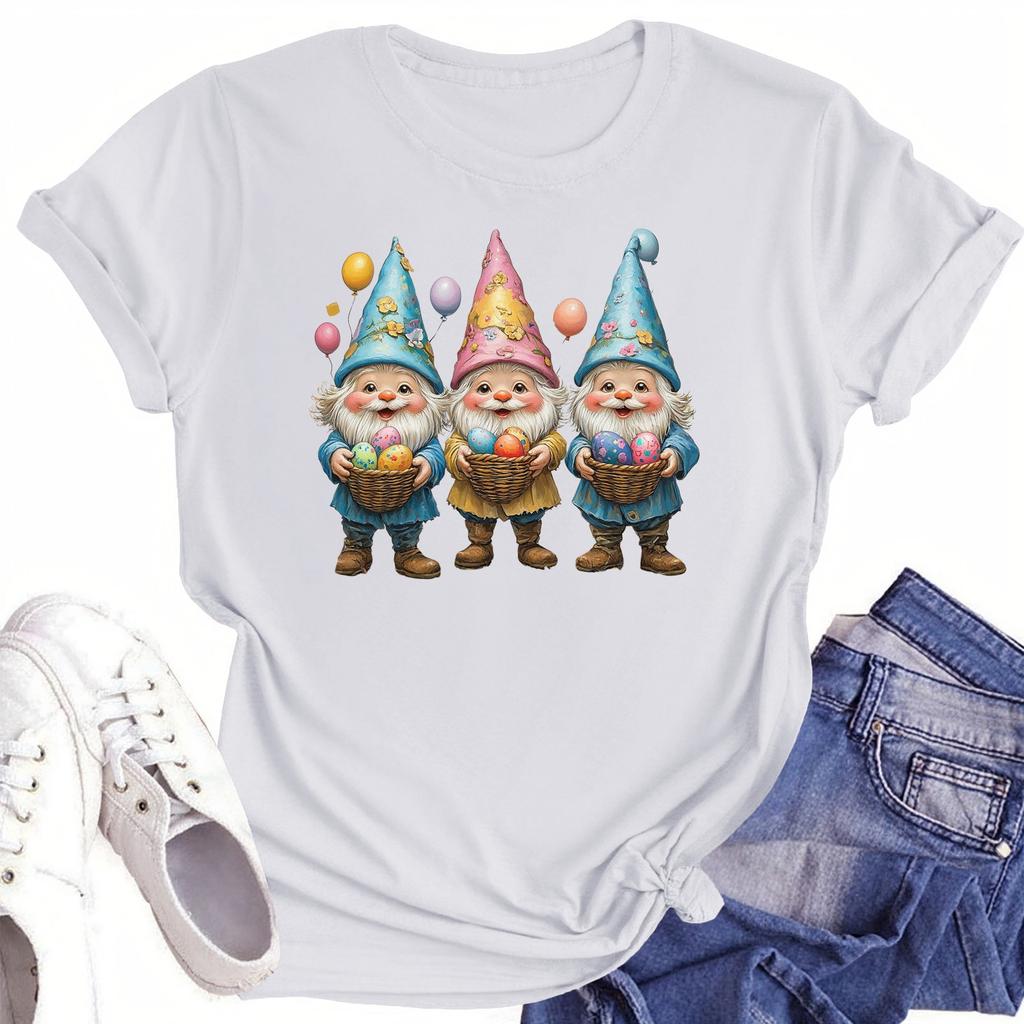 Женская повседневная футболка с круглым вырезом и короткими рукавами с принтом