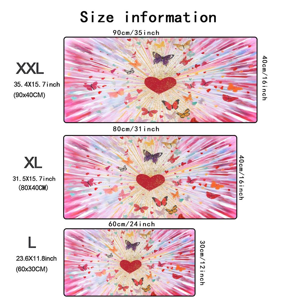 Xxl Large Love Heart Mouse Pad Hd Print Cute Gaming Big Desk Mat Nonslip Rubber Keyboard Pad For Gamer Office Accessories 1pc