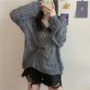 Summer Sexy Perspective Hollow Knitted Sweater Women's Thin Pure Desire Versatile Outer Wear V-neck Long-sleeved Top Blouse Loose