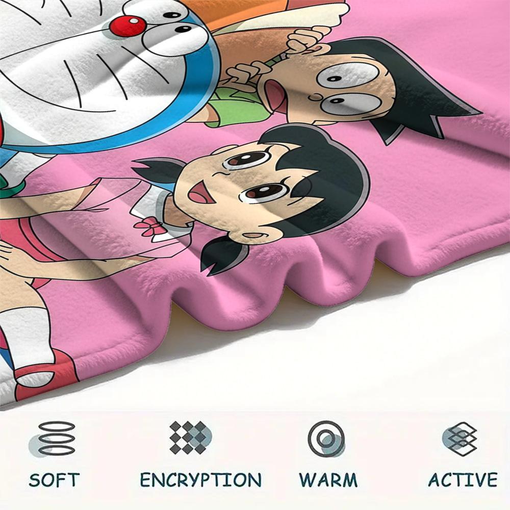 Doraemon2 Flannel Blanket, High quality Comfortable for All Seasons, Home Decor, Warmth and Comfort