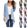 Women's Gradient Print Irregular Three-quarter Sleeve Cardigan With Pocket Jacket