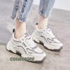 Мода 2024 осень весна лето женские дышащие сетчатые кроссовки с увеличенными шнурками ноги маленькие повседневные туфли толстая подошва дышащий ПУ