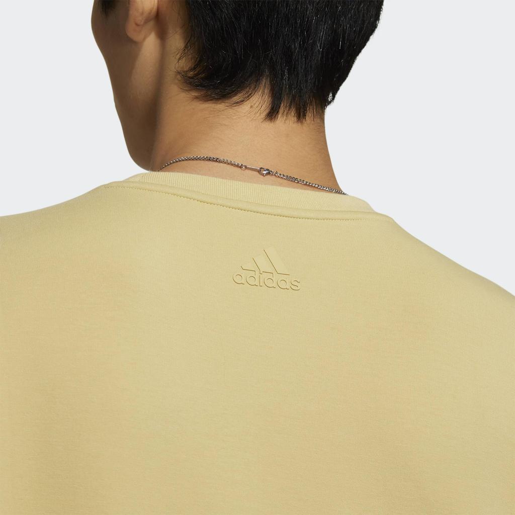 Adidas Толстовка с круглым вырезом с большим логотипом, мужские топы, желтый HY5840