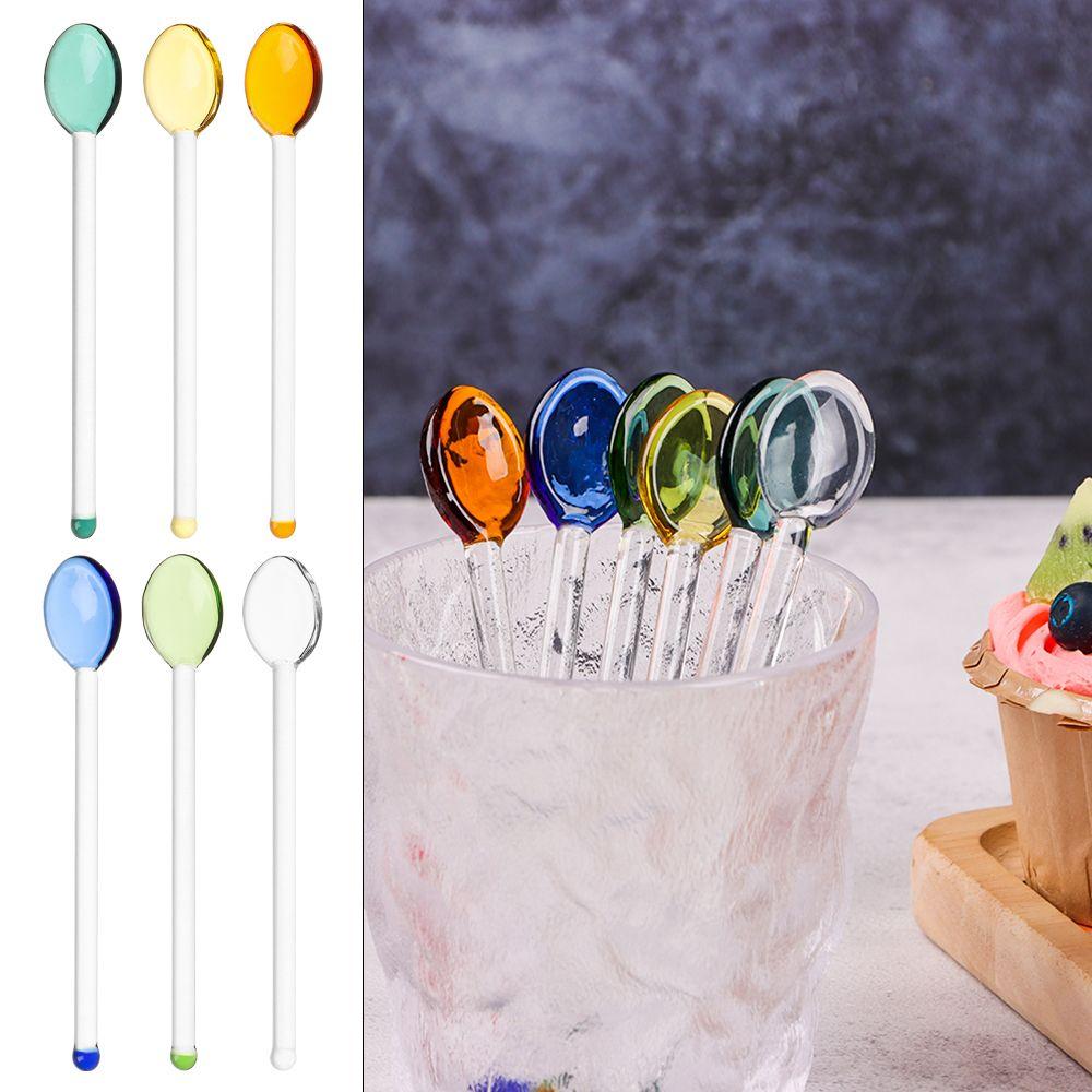 Новая красочная посуда Кофейные ложки Стеклянные ложки для чая с длинной ручкой