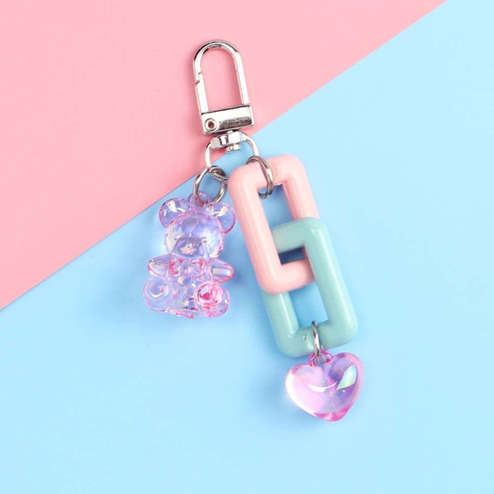 Key Holder Crystal Bear Key Chains Mobile Phone Chain Bag Pendant Decoration Korean Style Key Ring