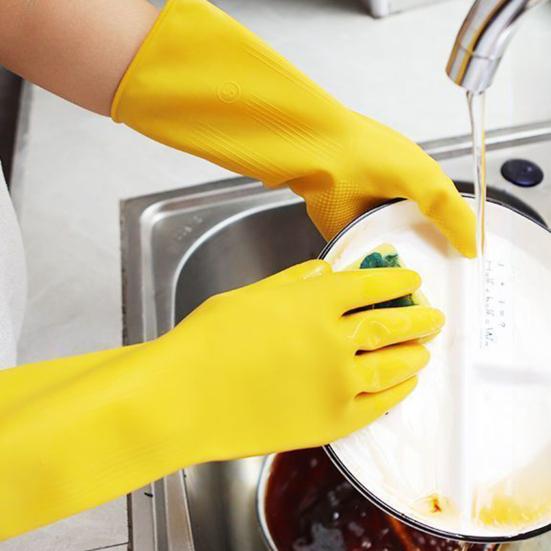 2 Pairs Rubber Dishwashing Gloves Housework Kitchen Car Waterproof Gloves Excellent Grip Protect Care