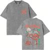 Anime My Hero Academia Shoto Todoroki Vintage Washed Tshirt Men Women Casual Retro Oversized T Shirts Cartoon Harajuku Tshirts