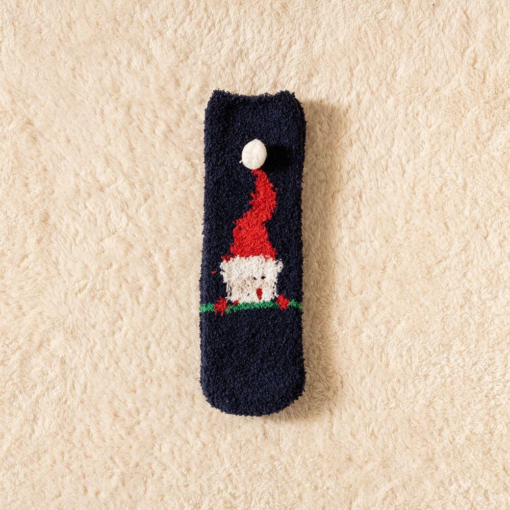 Cartoon Floor Sleep Socks Snowman Winter Red Green Elk Coral Velvet Socks Middle Tube Socks Women Hosiery Christmas Socks