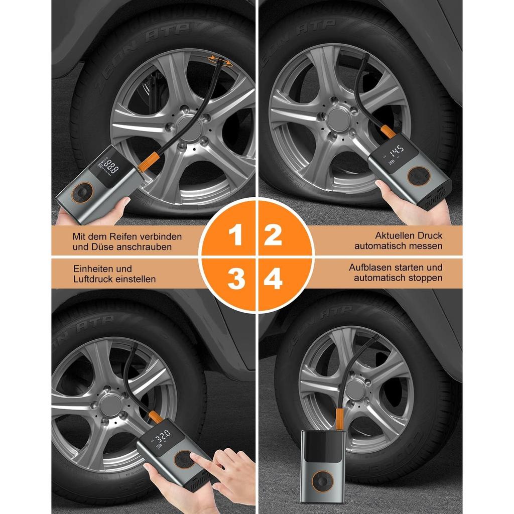 Электрический портативный воздушный насос с аккумулятором-велосипедный насос, шинный насос I50PSI, 4000 мАч, компрессор для мотоциклов, велосипедов, автомобилей, шариков
