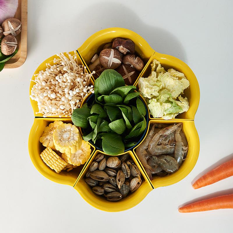 Multi-Functional Rotating Flower-Shaped Hot Pot and Vegetable Drain Basket