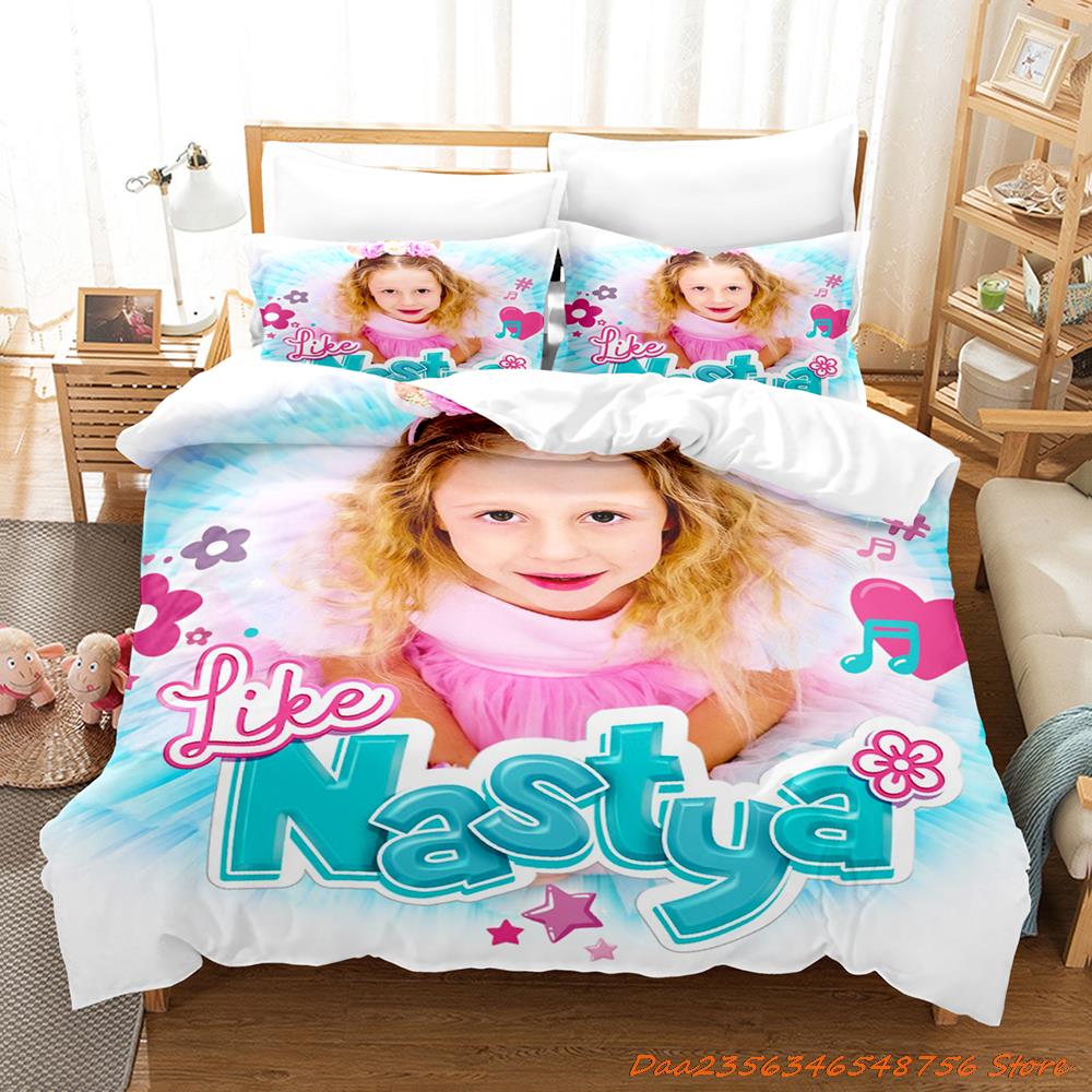 Like Nastya Bedding Set Single Twin Full Queen King Size Bed Set Aldult Kid Bedroom Duvetcover Sets 3D Anime Bed Sheet Set