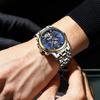 OLEVS Стильные автоматические водонепроницаемые светящиеся деловые наручные часы-скелетоны с датой, популярные брендовые синие мужские [Товар]