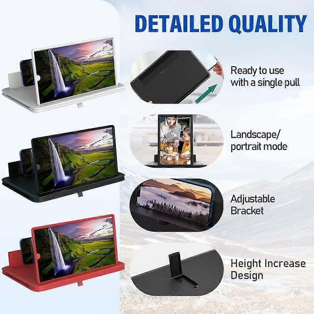 Upgrade Screen Magnifier for Cell Phone, Screen Magnifier, 3D HD Screen Mobile Phone Magnifier Expanders for Movies & Gaming, Foldable Phones Stand wi
