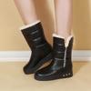 Fashion 2024 Women's Mid-calf Shoes Red Thick Sole Snow Boots Thick Wedge Heel Half-high Boots Comfortable Waterproof Increased Height