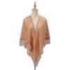Women Party Shawl Flower Embroidery Hollow Out Tassel See-through Solid Color Clothes Matching Cardigan Lightweight Summer Prom Scarf Lady Clothes