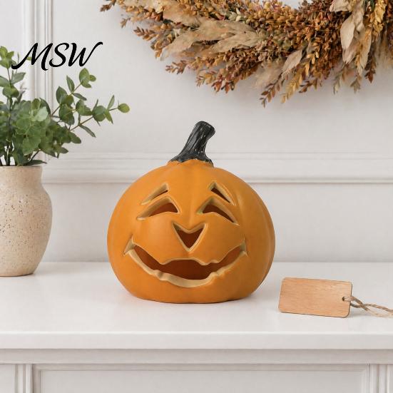 Portable Pumpkin Ornament Halloween Creepy Light, Jack-O-Lantern Decoration, Scary Atmosphere Light Hollow Lamp for Indoor Outdoor Holiday Parties