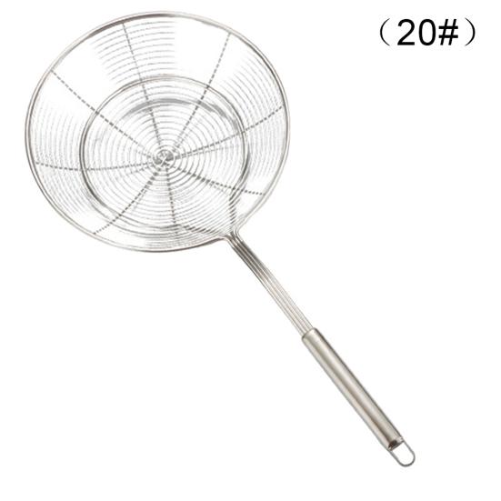 Дуршлаг с длинной ручкой, круглый пищевой фильтр из нержавеющей стали, жареный сетчатый фильтр