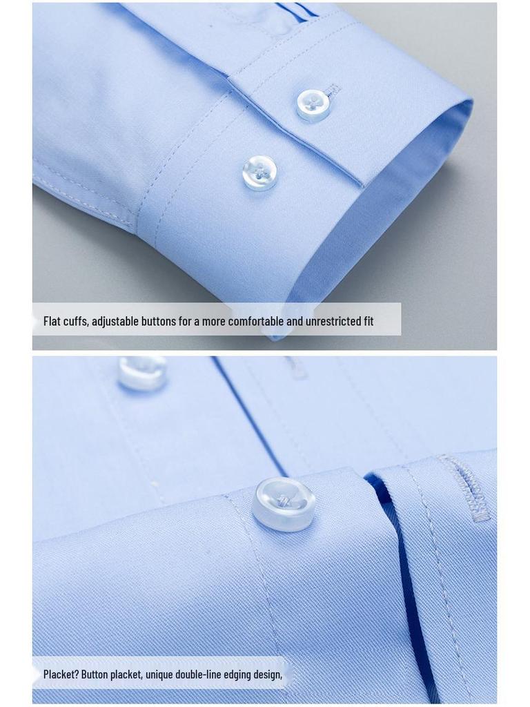 Мужская приталенная рубашка с длинным рукавом из бамбукового волокна 2025 - Удобная, не требующая глажки, деловая рабочая одежда