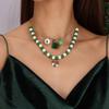 New Fashion Christmas Bell Wreath Beaded Tassel Choker Necklace