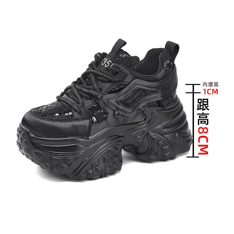 Silver inner heightening platform shoes women's shoes new spring and autumn leisure sports little white shoes muffin