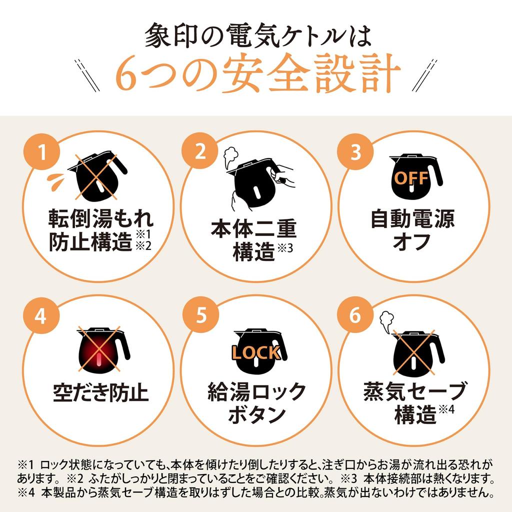 Zojirushi Electric Kettle Compact One Cup Takes About 60 Seconds Safe Design Clean Dust Block Natural Miscellaneous Goods Taste Chestnut Brown 0.8L