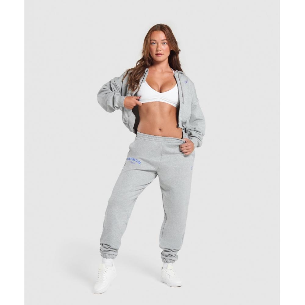 Gymshark Укороченная толстовка с капюшоном на молнии Lifting Club светло-серого цвета с меланжевым сердечником B2b2k Gbcn