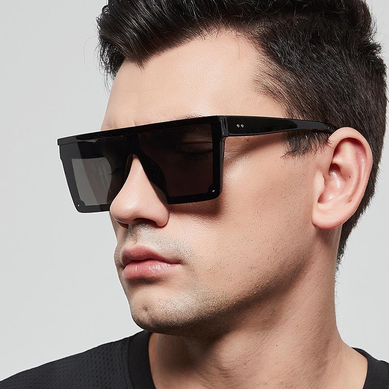 Модные унисекс UV400 большие цельные солнцезащитные очки с плоским верхом в ретро-стиле квадратные женские винтажные зеркальные очки