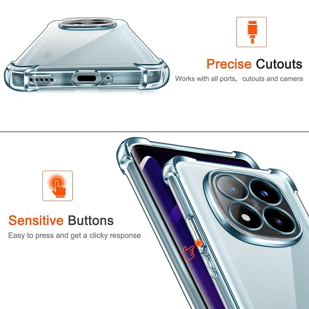 Противоударный мягкий прозрачный чехол для телефона из ТПУ с подушкой безопасности для Redmi Note 14 5G 4G Note 14 Pro 5G Note 14 Pro+ 5G Crystal Transparent Cases