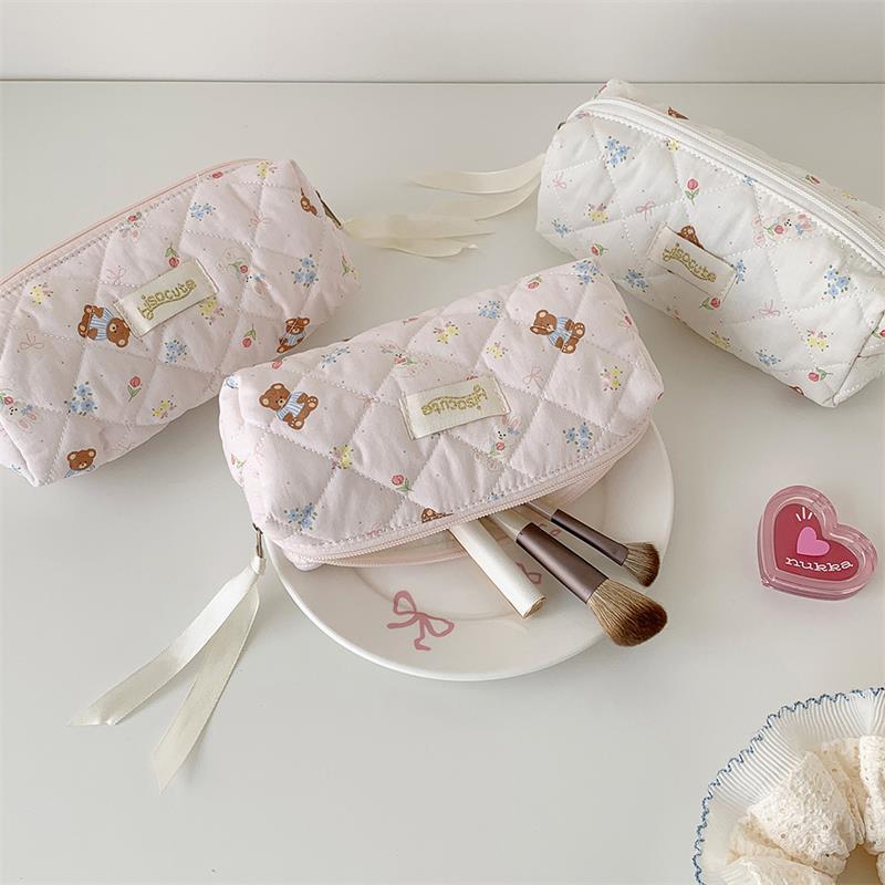 Милый пенал с принтом медведя, сумка для ручек, большая вместимость, сумка для хранения студенческих канцелярских принадлежностей, портативная, девчачья косметичка, подарки