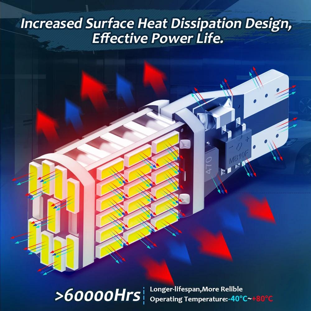 2 шт. T10 W5W T15 W16W автомобильные светодиодные фонари Canbus без ошибок 4014SMD для автомобильных аксессуаров, задних фонарей заднего хода 6000K белого цвета 12 В