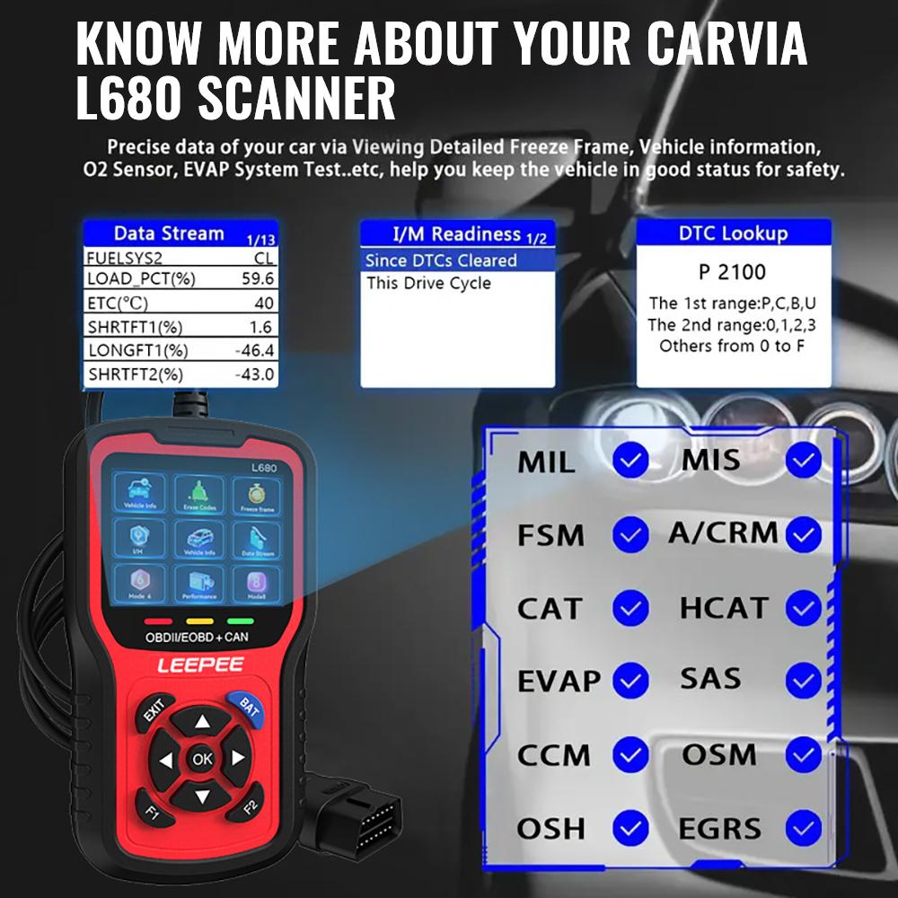 L680 Облачная печать OBD II EOBD Сканер Универсальный тестер аккумулятора Автомобильный считыватель кодов OBD2 Автомобильные диагностические инструменты OBD2 Система проверки двигателя
