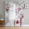 Christmas Winter Snow Scene Snowman Sheer Curtains for Living Room Decoration Window Curtains Kitchen Tulle Voile Curtains