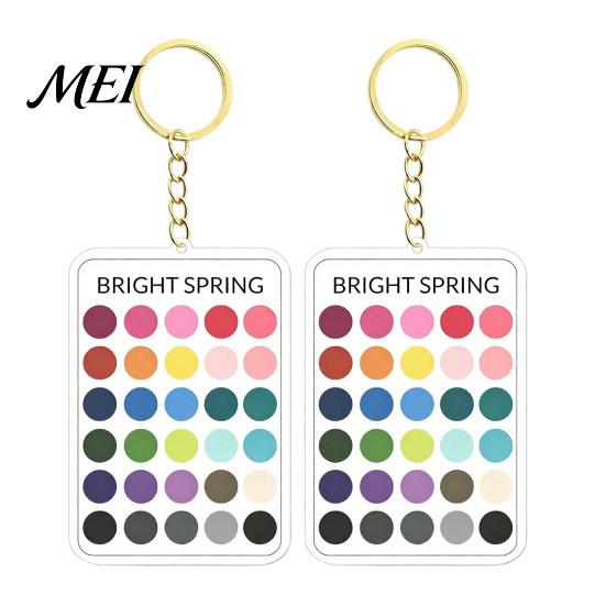 Makeup Color Guide 2Pcs Palette Keychain Pendant, Clear Acrylic Season Analysis Swatches Spring Summer Fall Winter Colors Keychain, Card, Gifts