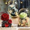 Eternal Rose Flower Glass Cover with LED Light Wooden Base Rose Flower Preserved Real Infinity Glass Dome Wife Girlfriend Wife Valentine Day Gift