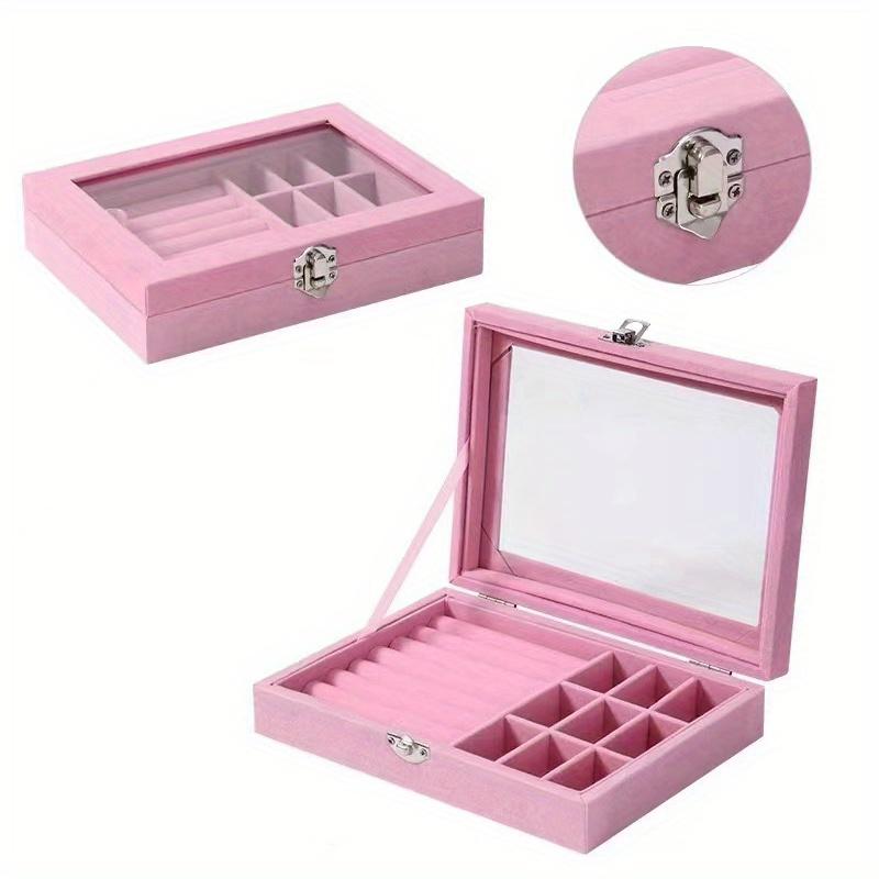 20*15*5 см 1 шт. Пылезащитная бархатная коробка с откидной крышкой для хранения ювелирных изделий, большая вместимость, прозрачный дисплей, портативная коробка для сережек, колец, ожерелий.