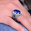 Изысканное мужское кольцо из серебра 925 карата в османском султанском стиле с натуральным лазуритом, роскошь в анатолийском стиле