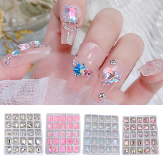 25Pcs Nail Crystal Creative Butterfly Love Heart Decorations Square Faux 3D Charms DIY Nail Art