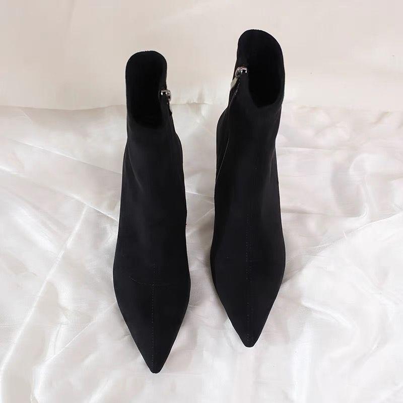 Ботильоны на высоком каблуке, замшевые теплые женские туфли, зимние брендовые повседневные туфли с острым носком, челси 2025 года, трендовые сексуальные зимние ботинки Mujer Zapatos