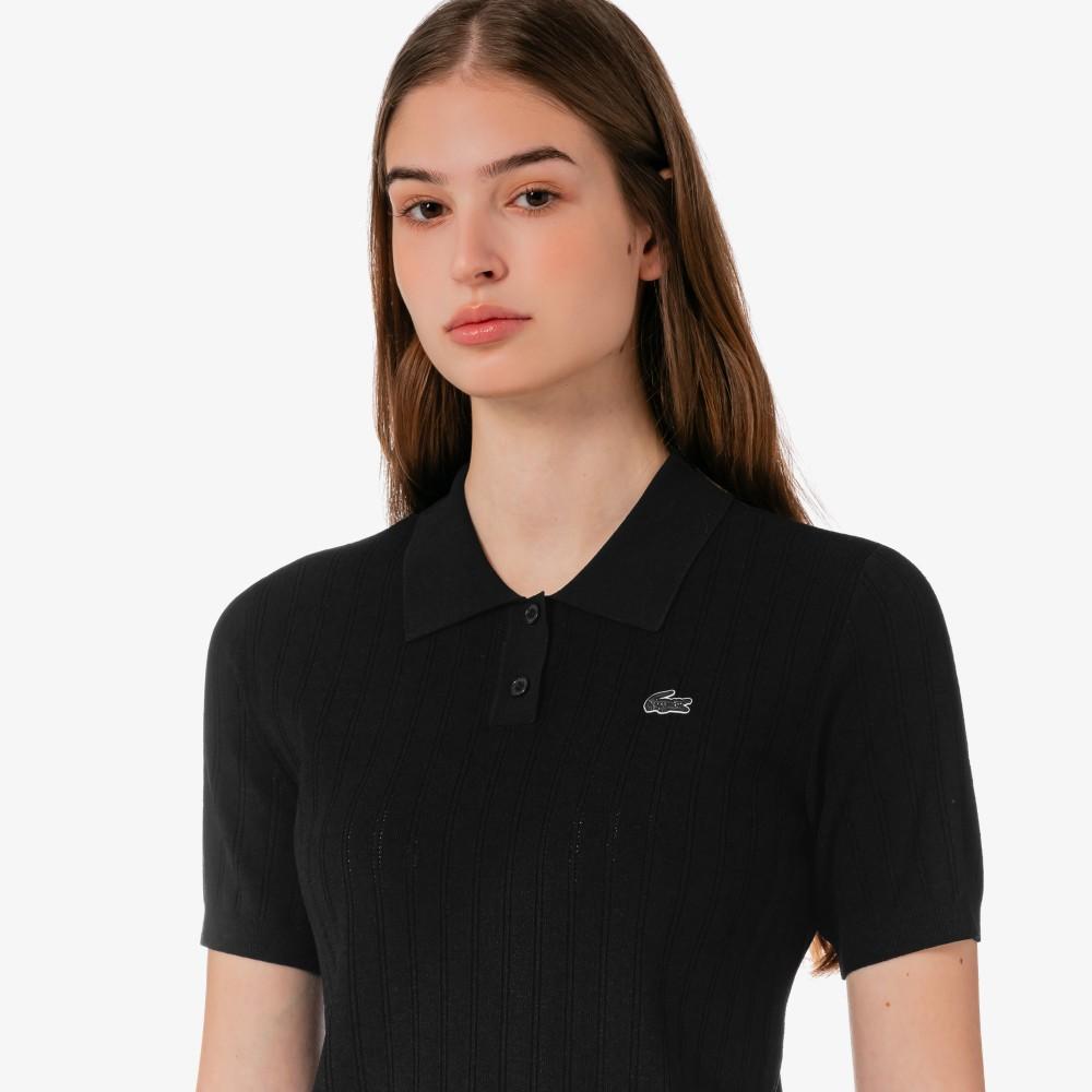 Lacoste Женский гольф-свитер-поло с воротником-стойкой и фестонным краем AF331E-56G031
