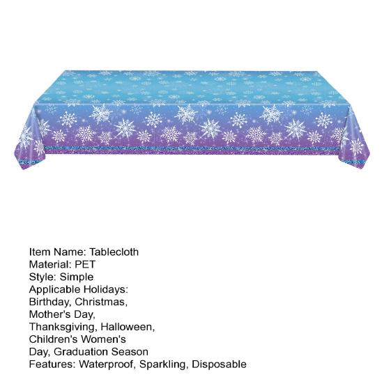 Одноразовая скатерть Водонепроницаемая скатерть со снежинками Блестящая скатерть на зимнюю тематику для рождественских и новогодних вечеринок