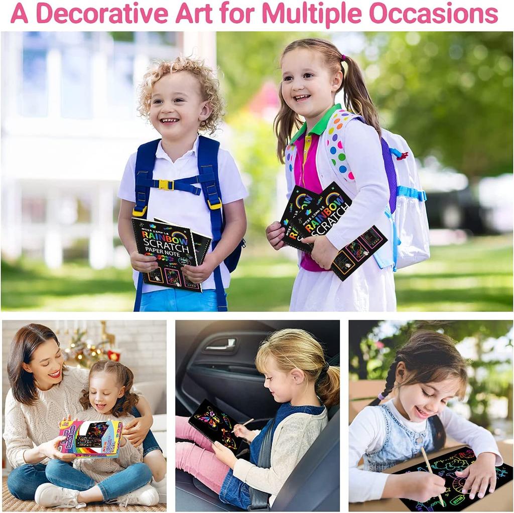 20/50 Pcs Rainbow Magic Scratch Off Paper Set for Kids Arts Scraping Painting Drawing Toys DIY Graffiti Book Montessori Educational Toys