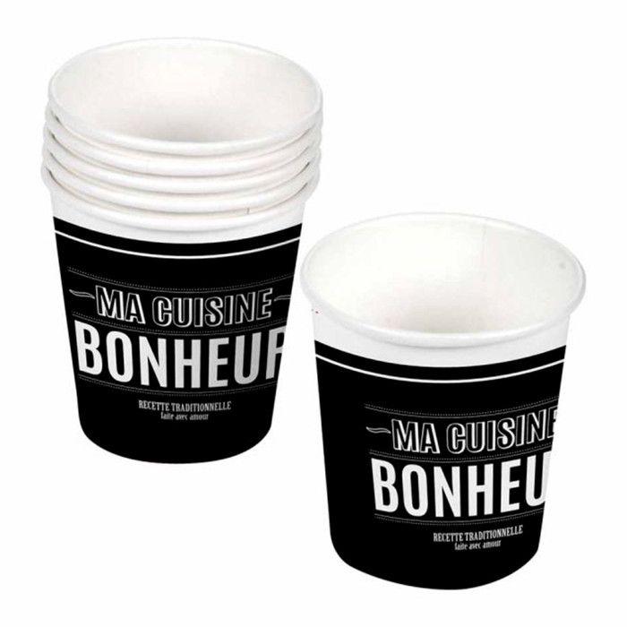 Lot de 10 Gobelets en Carton "Cuisine" 23cl Noir