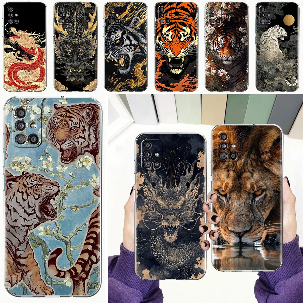 Чехол для телефона Samsung A15 A13 A35 A55 A51 A71 A41 A31 A21S A05 A17 A23 A25 A33 A53 A73 5G A07 4G Чехол Крутое Животное Тигр Лев