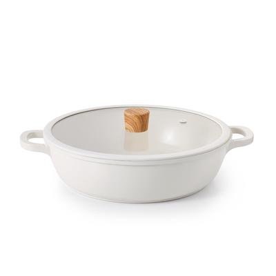 SENSARTE IH Газовая настольная Sukiyaki Easy to Стеклянная крышка Oden Двуручная кастрюля, 28 см, Керамика, совместимая, совместимая, кастрюля, кастрюля, Универсальная, Варить, Выпекать,