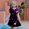 Girls Shiny Round Print Dresses Kids Girl Party Dress Loose Fitting Loose Fitting Short Sleeved Skirt For Girls Over Four Years Old