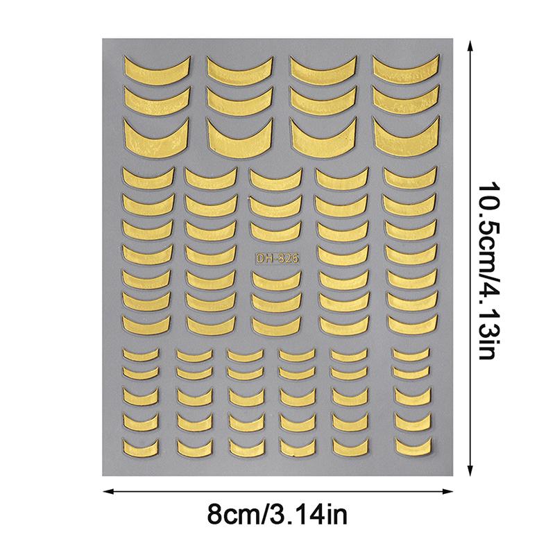 3D Линии Наклейки для Ногтей Серебро Золото Металлические Полоски Декали Кривые Гелевые Ногти Арт Слайдеры Лак Маникюр Декор Фольга