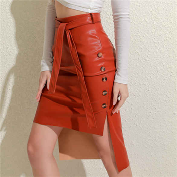 Женская сексуальная кожаная юбка на шнуровке, праздничное платье, модная однотонная повседневная облегающая юбка миди